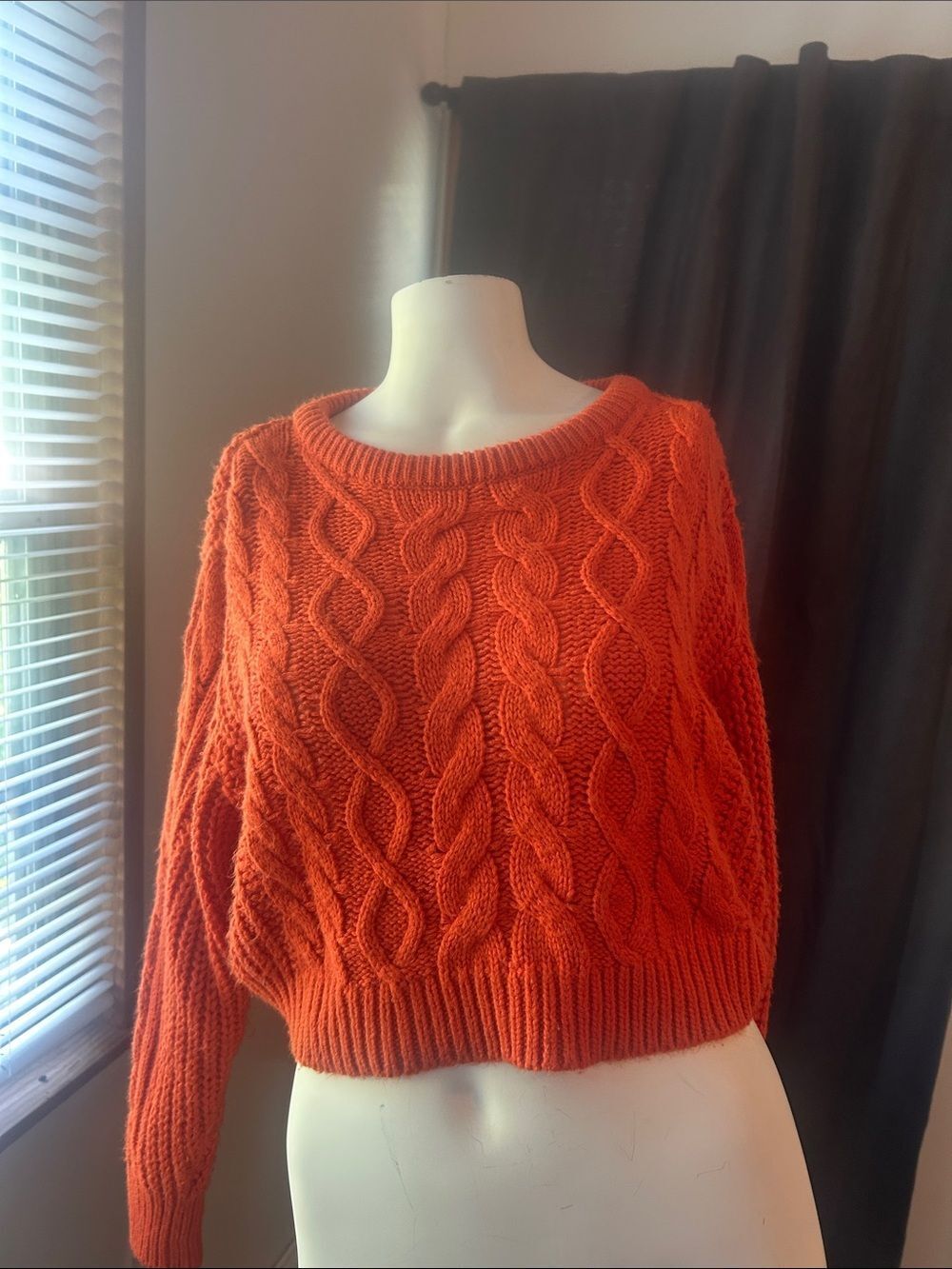Brave Soul London cropped Cable Knit Sweater - Orange